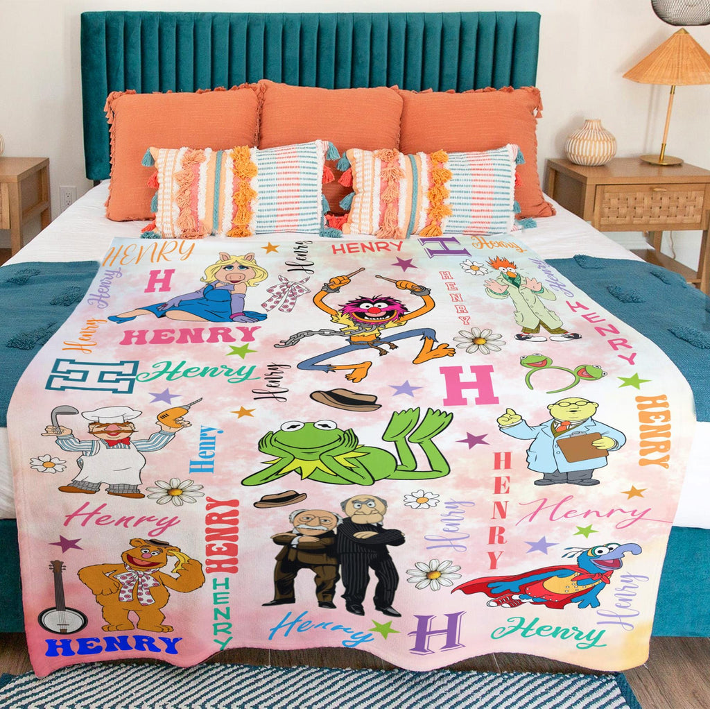 Personalized Muppets Blanket, Custom Kermit the Frog Fleece Blanket, Kids Birthday Gift, Cute Disney Muppet Show Throw Blanket, Gift For Kid