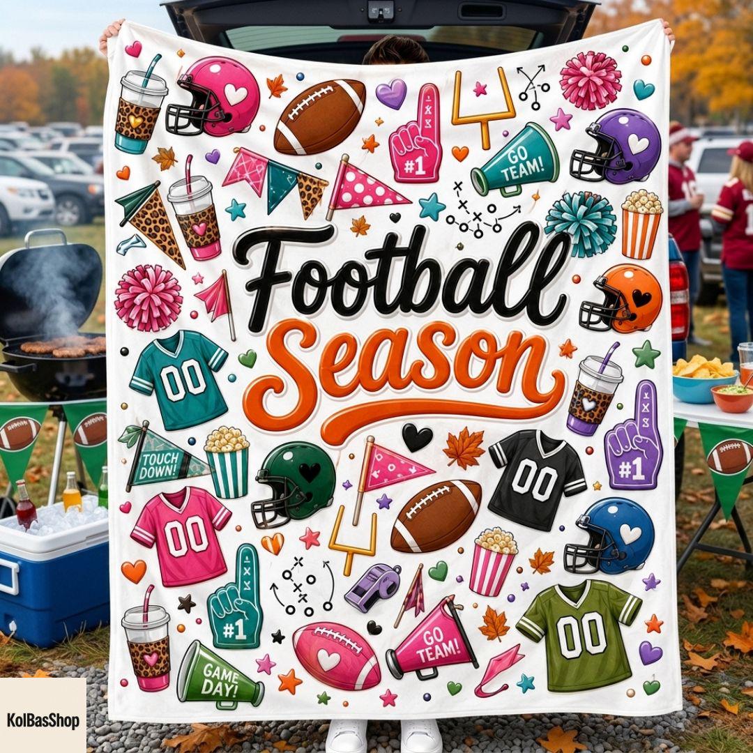 Football Season Blanket, Football Cheer Blanket, Sports Fleece Blanket, Game Day Blanket, Gift for Football Lover, Football Player Gift