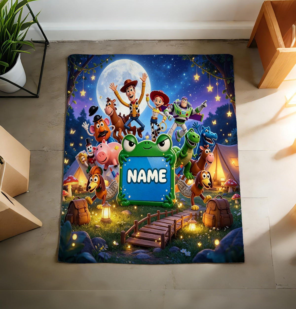 Personalized Toy Story Fleece Throw Blanket, Custom Name Kids Plush Soft Blanket