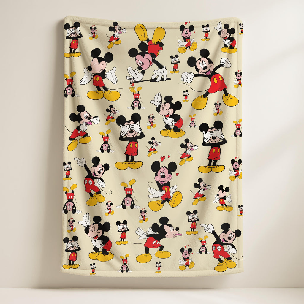Personalized Disney Mickey Mouse Woven Fleece Blanket, Magic Kingdom Soft Blanket, Cartoon Style Gift for Boys and Girls, Christmas Gift