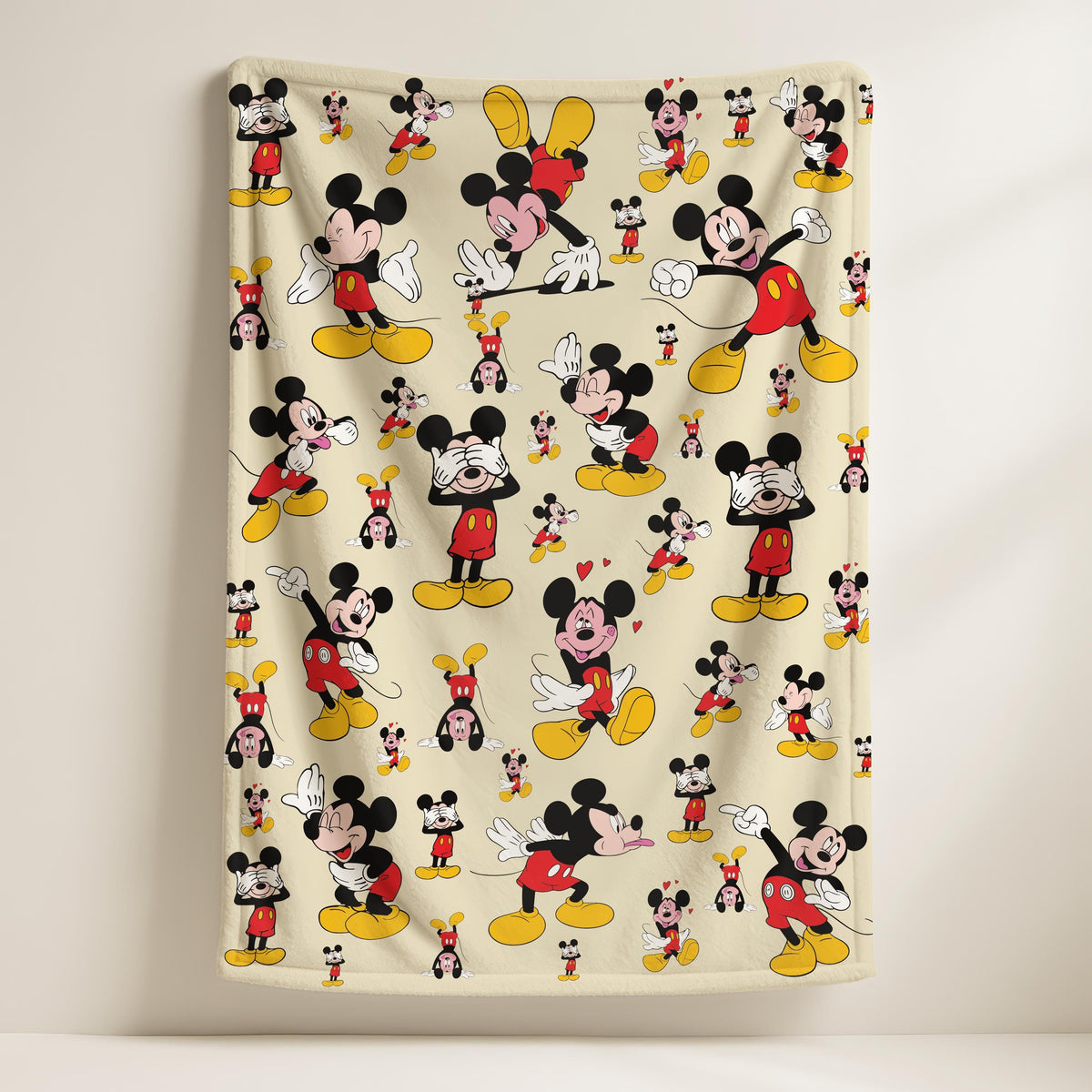Personalized Disney Mickey Mouse Woven Fleece Blanket, Magic Kingdom Soft Blanket, Cartoon Style Gift for Boys and Girls, Christmas Gift