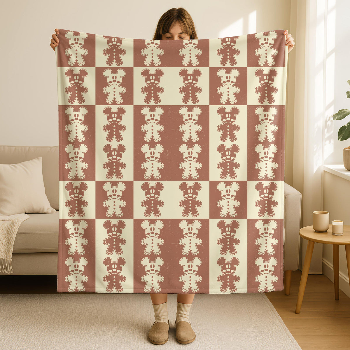 Disney Gingerbread Biscuit Sweets Throw Blanket, Christmas Gift for Kid, Christmas Gift, Disney Travel Blanket, Gingerbread Mouse Throw