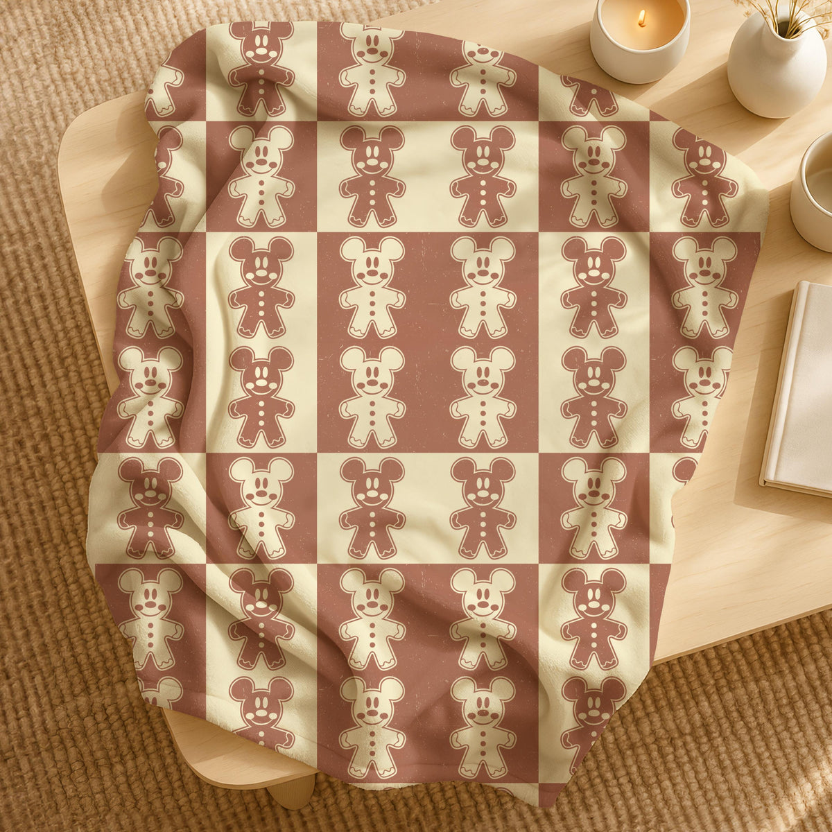 Disney Gingerbread Biscuit Sweets Throw Blanket, Christmas Gift for Kid, Christmas Gift, Disney Travel Blanket, Gingerbread Mouse Throw