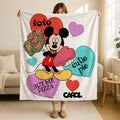 Personalized Mickey Valentines Day Blanket, Custom Disney Anniversary Gift, Gift for Her, Mickey Mouse Valentines Throw Blanket with Names