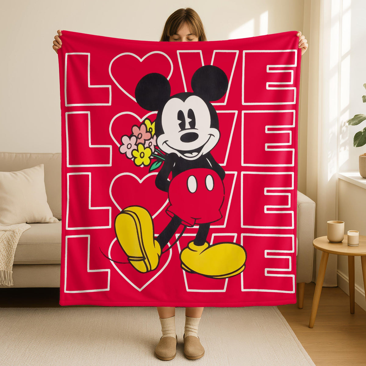 Mickey Mouse Love Blanket, Disney Love Throw Blanket, Valentine or Anniversary Gift, Cozy Family Blanket, Valentines Day Blanket, Gift Wife