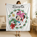 Personalized Disney Christmas Blanket, Minnie Mouse Christmas Blanket, Disney Characters Holiday Blanket, Disney Very Merry Xmas Blanket