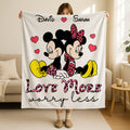 Customized Minnie Mickey Mouse Couple Blanket, Disney Valentine Blanket, Mickey Mouse Valentine Throw, Happy Valentine's Day Graphic Blanket