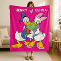 Personalized Donald and Daisy Duck Blanket, Disney Valentine's Day Blanket, Disneyland Couple Trip Blanket, WDW Duck Lover Girlfriend Gift