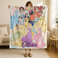 Custom Princess Blanket With Name,Bedroom Decor Girly Gift Ideas,Christmas Travel Blanket,Princess Lover Blanket,Princess Gift For Girls