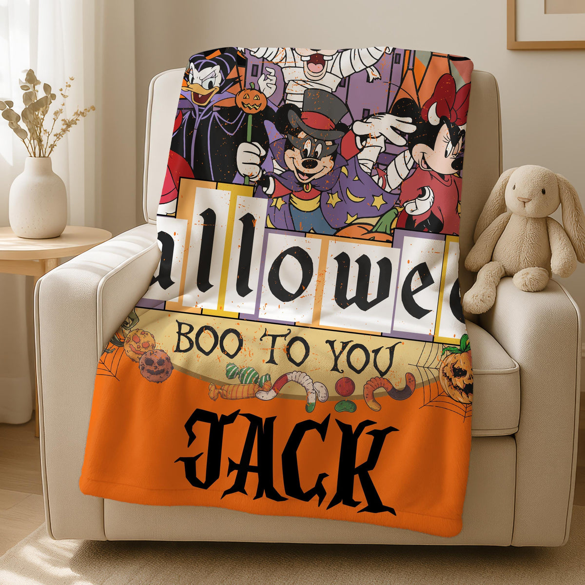Disney Mickey Halloween Blanket, Cozy Fall Decor