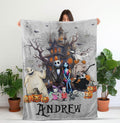 Personalized Nightmare Before Christmas Blanket, Custom Name Jack And Sally Halloween Blanket, Disney Halloween Gift, Halloween Blanket Gift