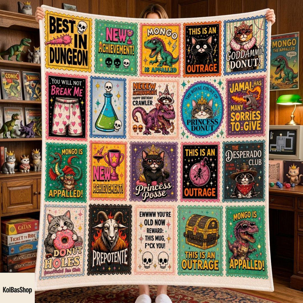 Dungeon Crawler Carl Princess Donut Fleece Blanket, Fantasy Book Sherpa Throw, Gamer Dad Gift, Nerd Room Decor