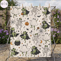 Dancing Frog Halloween Blanket, Cute Ghost Frog Throw Blanket, Funny Spooky Fleece Blanket, Cozy Fall Home Decor, Frog Lover Gift