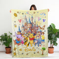 Personalized Winnie the Pooh Blanket, Custom Name Baby Gifts, Pooh and Friends Castle Fleece Throw, Cute Soft Toddler Nursery Kids Blanket