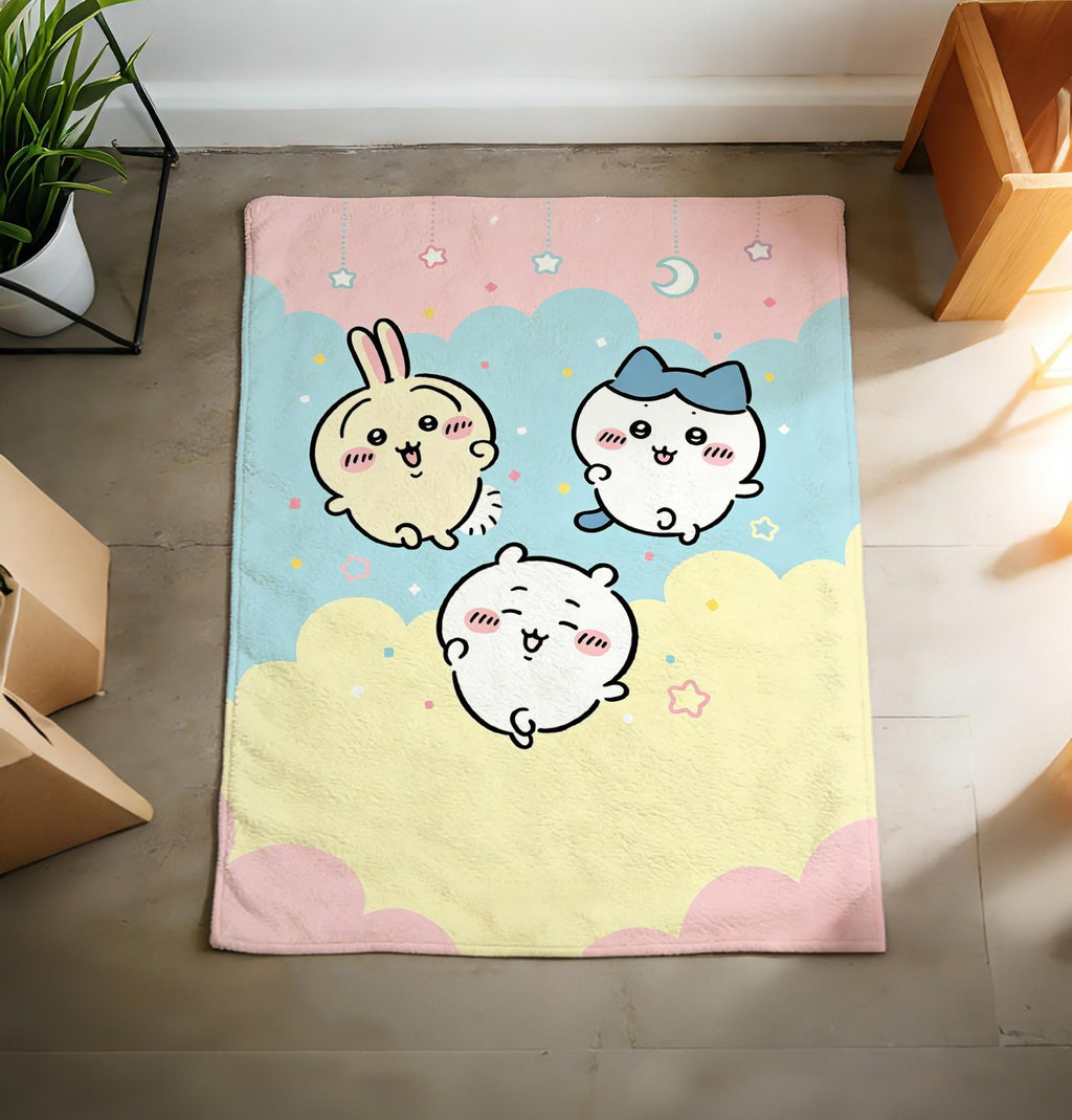 Chiikawa Cloud Character Blanket Soft Throw, Cartoon Flannel Throw, Birthday Gift For Young Fans