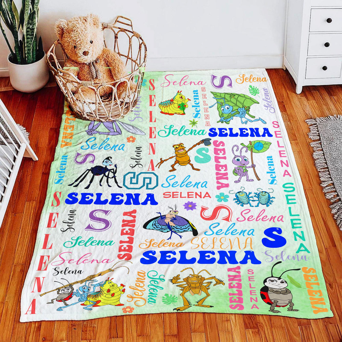 Personalized A Bug's Life Blanket, Custom Insect Soft Fleece Throw, Cute Disney Bugs Kids Blanket, Nursery Decor Birthday Gift,Flik Atta Dot
