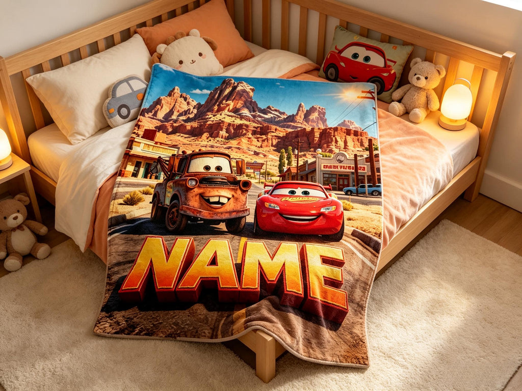 Cars Blanket Soft Throw, Highway Adventure Gift For Little Car Movie Fans