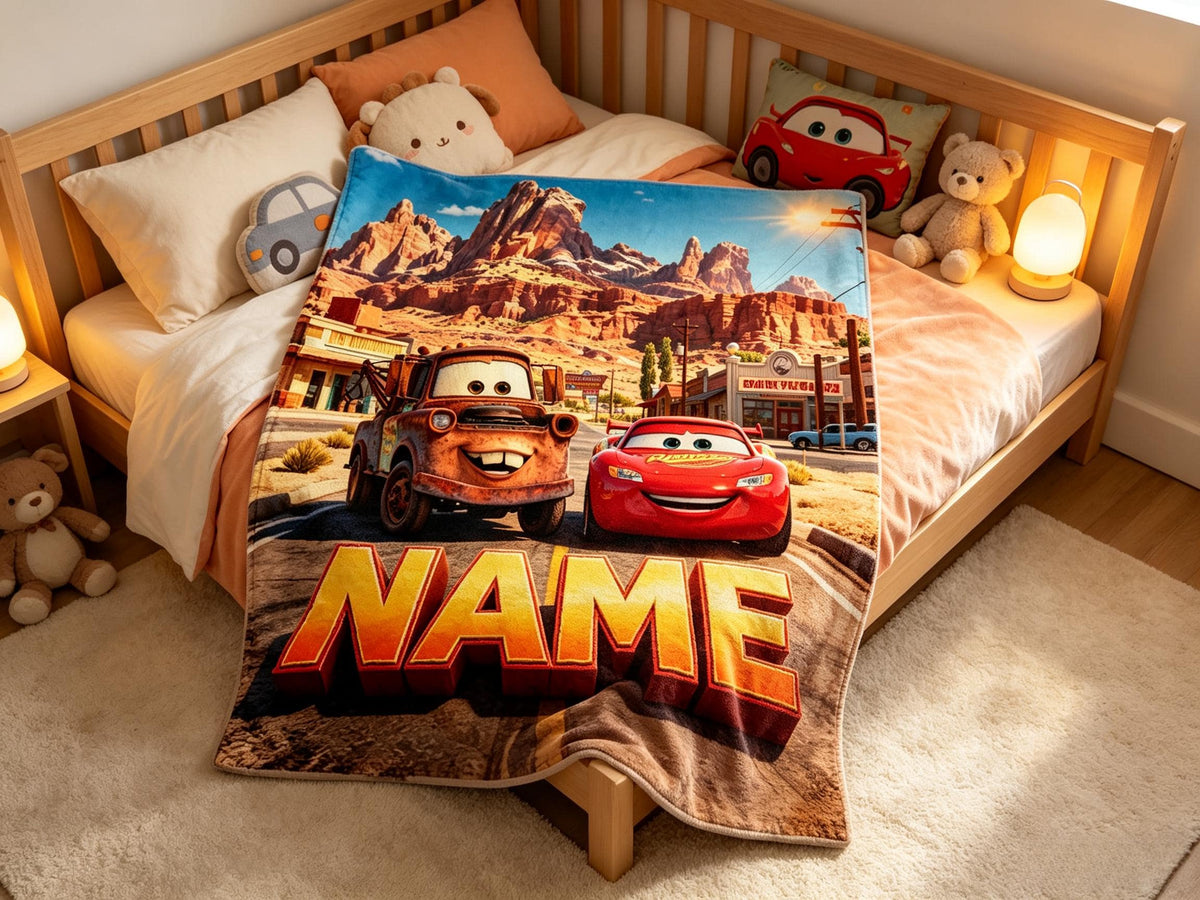 Cars Blanket Soft Throw, Highway Adventure Gift For Little Car Movie Fans