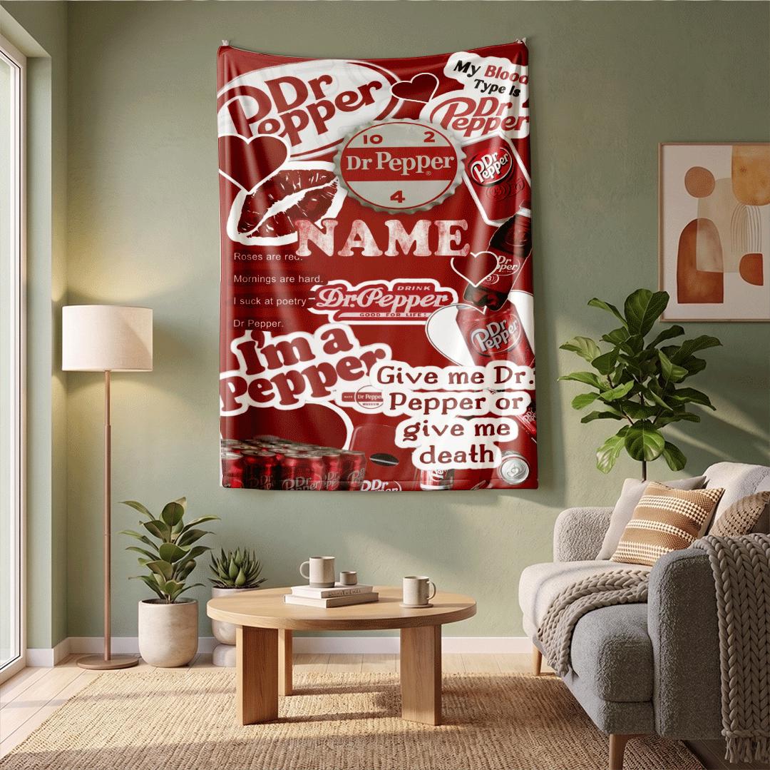 Funny Dr Pepper Quote Blanket Custom Name Collage Throw Red Soda Lover Bedding I Am A Pepper Fan Decor Funny Drink Gift