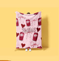 Cute Pink Bow Dr Pepper Custom Name Blanket Floating Soda Can Throw Coquette Aesthetic Bedding Girly Drink Fan Room Decor