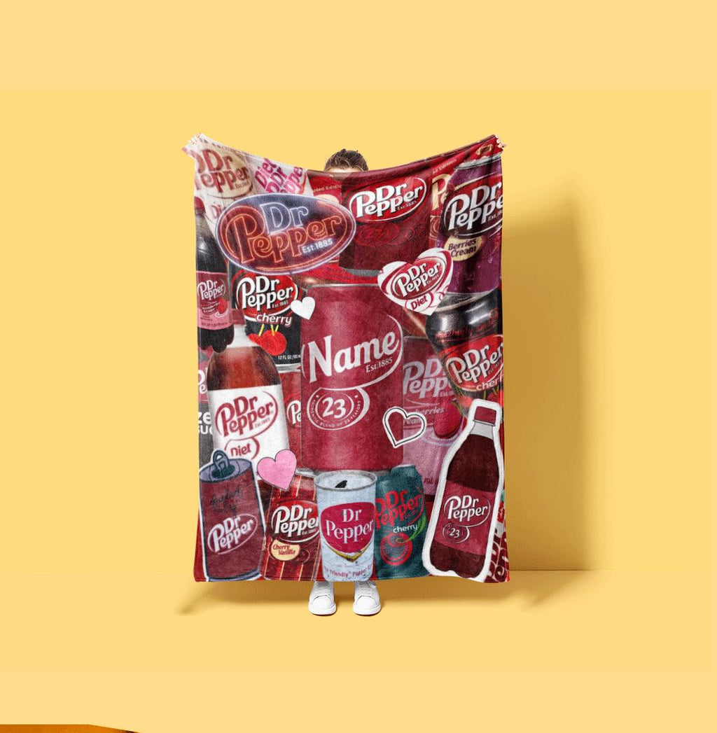 Ultimate Dr Pepper Flavor Collection Blanket Custom Name Throw Diet Cherry Vanilla Soda Art Bedding Fan Room Decor Gift