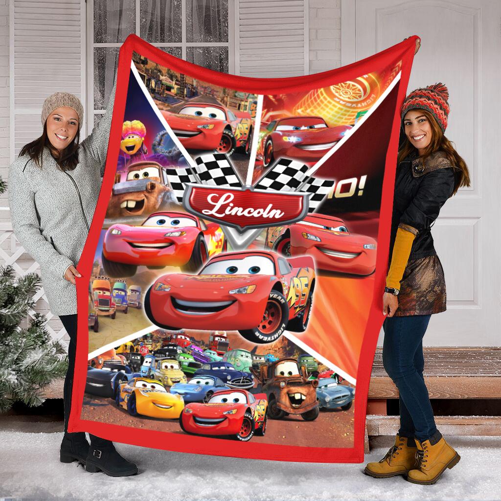 Personalized Lightning McQueen Blanket, Custom Name Disney Cars Fleece Blanket, Cute Kids Toddler Room Decor, Birthday Gift for Boy