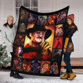 Personalized Halloween Horror Movie Fleece Blanket, Custom Freddy Krueger Blanket, Scary Movie Fleece , Spooky Birthday Present Cozy Blanket