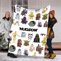 Personalized Star Wars Blanket, Custom Name Baby Yoda Fleece Blanket, Galaxy's Edge Blanket, Kids Boys Nursery Gift, Cute Chibi Character