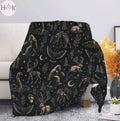 Cryptid Fleece Blanket | Bigfoot Mothman Loch Ness Throw Blanket | Dark Folklore Home Decor | Cozy Cabin Gift