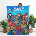 Custom Superhero Blanket, Personalized Comic Book Blanket, Avengers Fan Gift,Kids Birthday Gift,Marvel Avengers Bedroom Decor,Spiderman Hulk