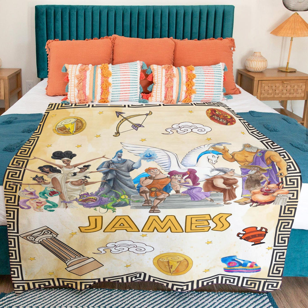 Personalized Hercules Blanket, Custom Name Greek Hero Throw, Hades Pegasus Muses Blanket, Greek Mythology Fleece Blanket, Disney Adult Gift