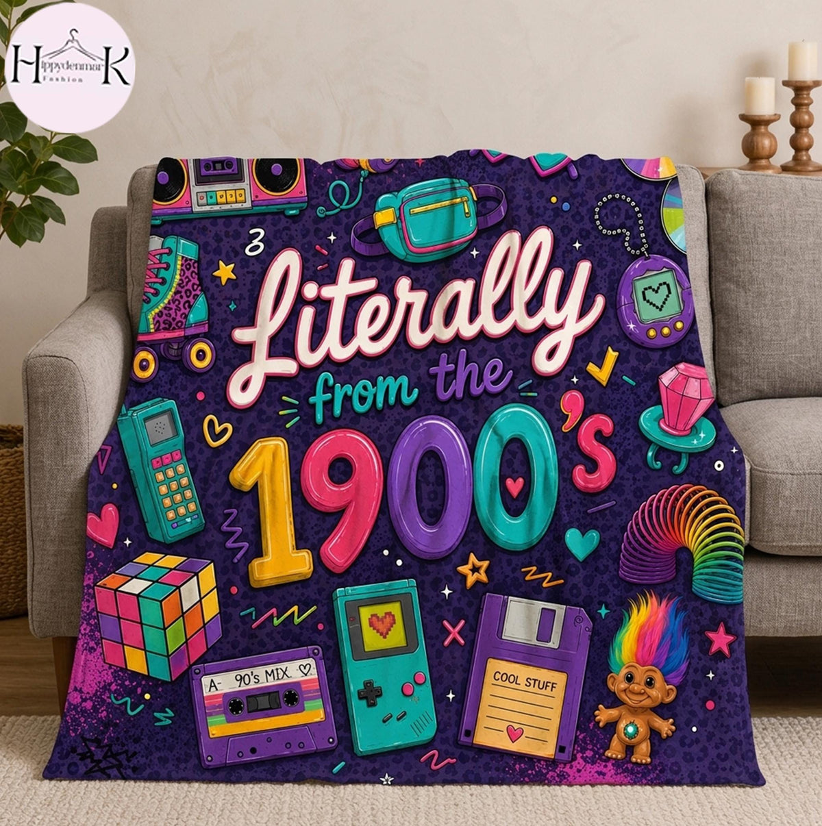 Literally From The 1900's Blanket, Funny 90s Nostalgia Throw Blanket, Retro Y2K Fleece Blanket, Vintage 90s Gift, Cozy Gamer Room Decor