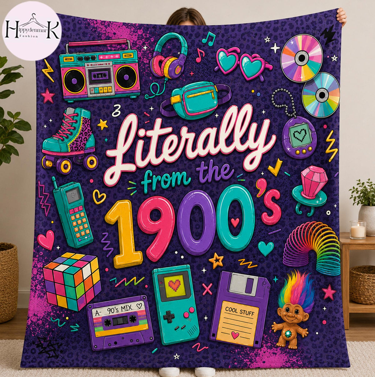 Literally From The 1900's Blanket, Funny 90s Nostalgia Throw Blanket, Retro Y2K Fleece Blanket, Vintage 90s Gift, Cozy Gamer Room Decor