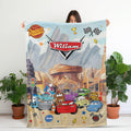 Personalized Disney Cars Blanket, Custom Name Lightning McQueen Throw, Pixar Cars Birthday Gift for Kids, Radiator Springs Toddler Bedding