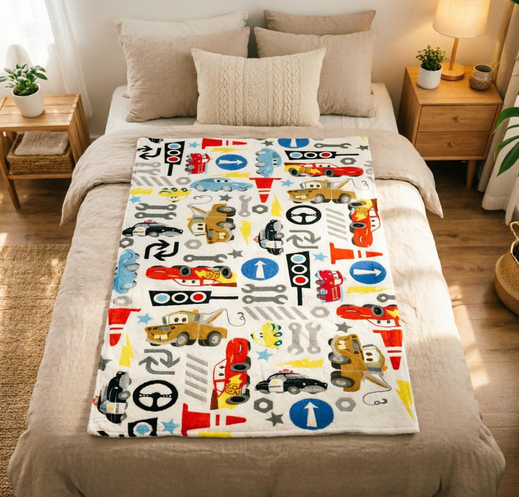 Disney Cars Pattern Blanket Soft Throw, Lightning McQueen Mater Fleece Throw, Toddler Boys Birthday Gift