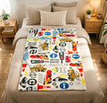Disney Cars Pattern Blanket Soft Throw, Lightning McQueen Mater Fleece Throw, Toddler Boys Birthday Gift