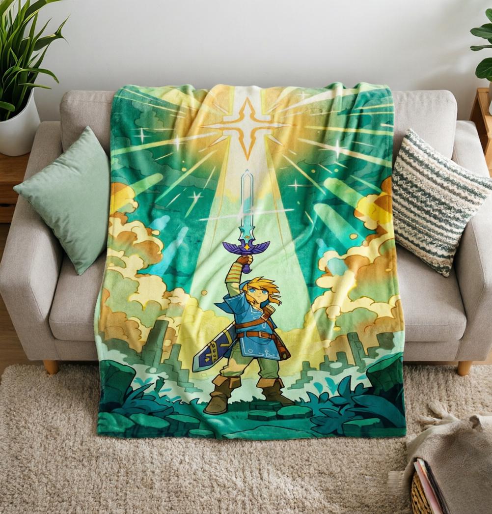 Master Sword Zelda Blanket Soft Throw, All Season Flannel Blanket, Birthday Gift for Gamers