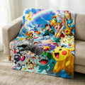 Retro Pikachu Pokeball Blanket, Flannel Throw, All-Season Gaming Decor