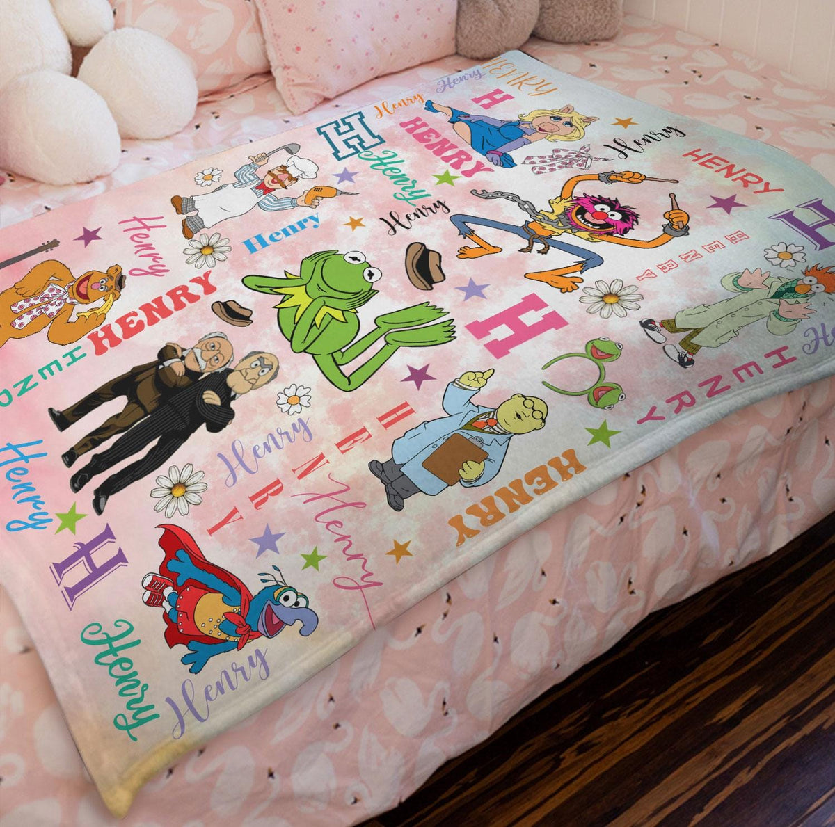 Personalized Disney The Muppets Blanket, Custom Name The Muppet Show Blanket, Disney Kermit Gonzo Rizzo Piggy Blanket,TV Show Muppet Blanket