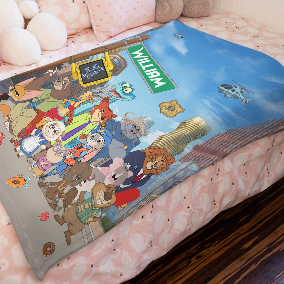 Personalized Zootopia Fleece Blanket, Custom Cute Animal Kids Throw,Disney Zootopia Nursery Bedding Decor, Birthday Gift for Boys,Zootopia 2