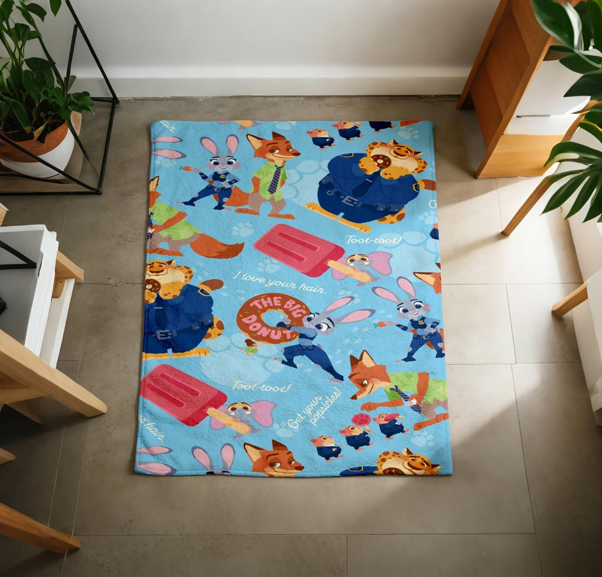 Custom Zootopia Character Fleece Throw Blanket, Personalized Name Kids Sofa Throw