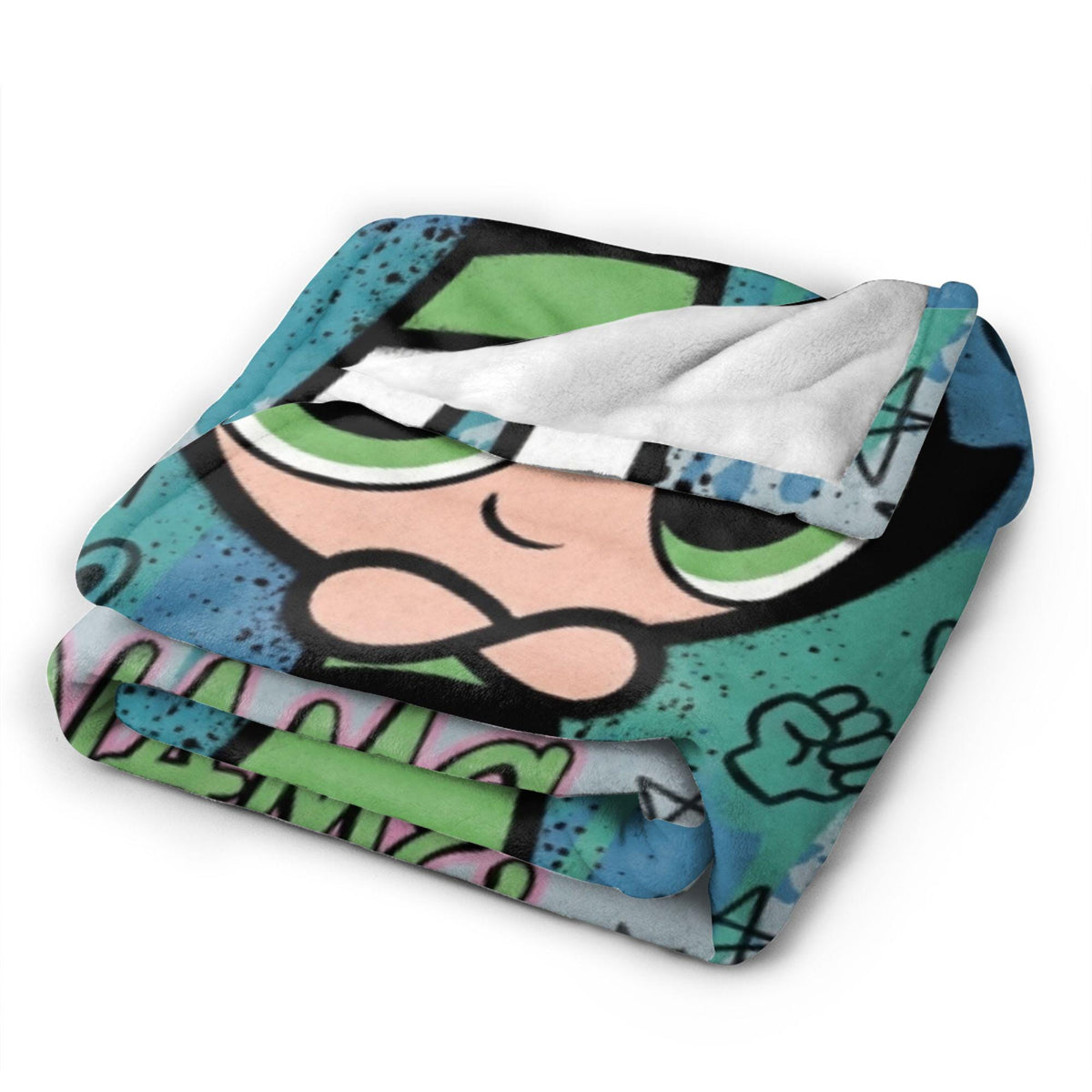 Custom Name Powerpuff Girls Blanket, Buttercup Punk Grunge Cartoon Throw, Personalized Cool Girl Blanket, Kids Birthday Gift, Bedroom Decor