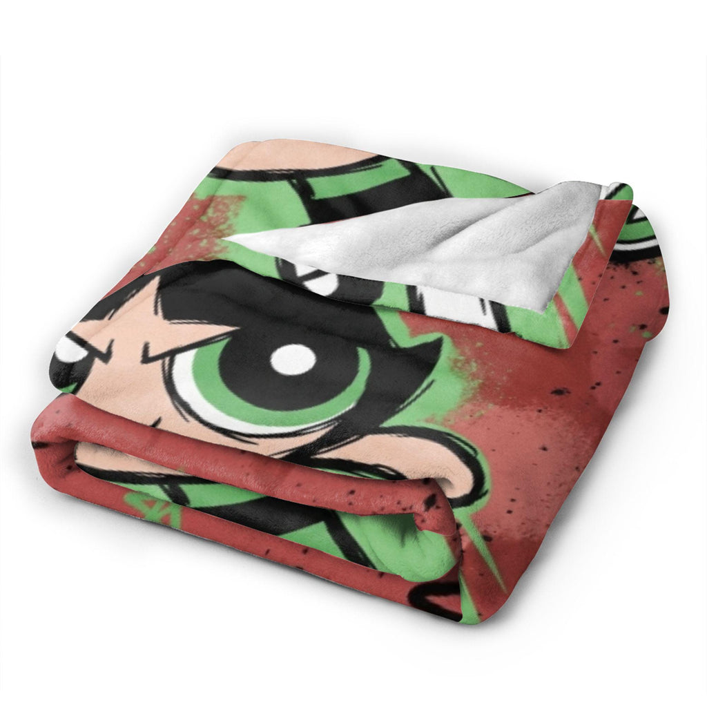 Personalized Powerpuff Girls Blanket, Custom Name Buttercup Red Graffiti Throw, Girls Cartoon Blanket, Kids Birthday Gift, Bedroom Decor
