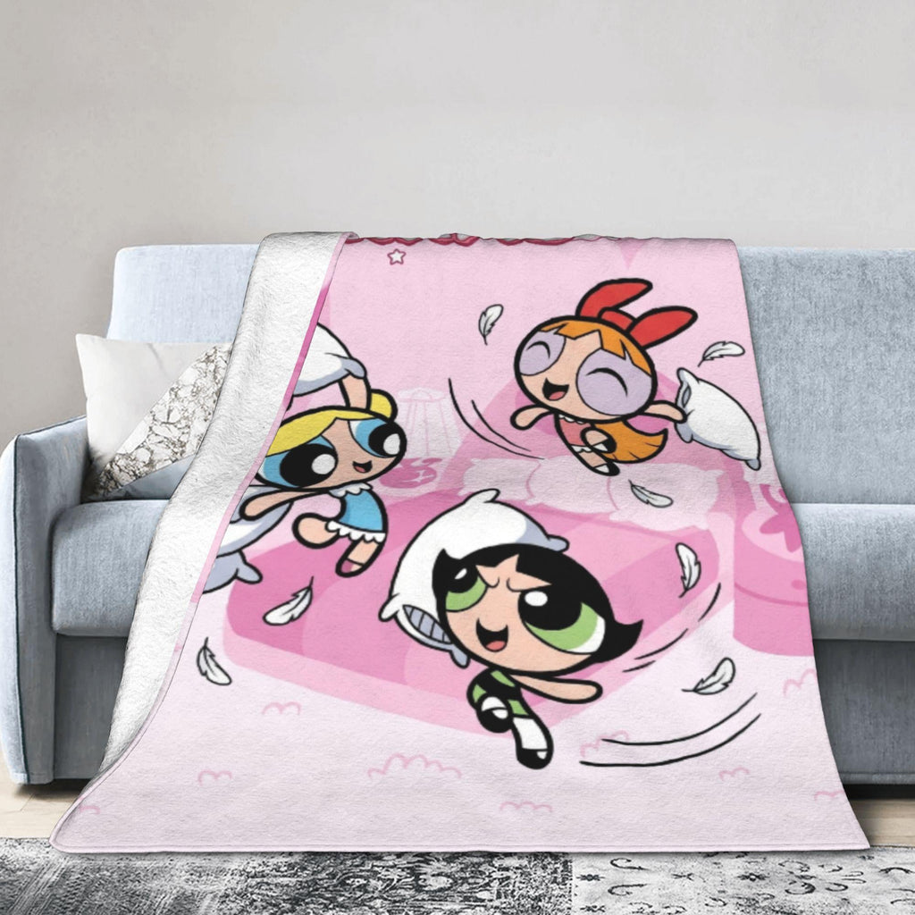Custom Powerpuff Girls Blanket, Personalized Pillow Fight Throw, Pink Sleepover Decor