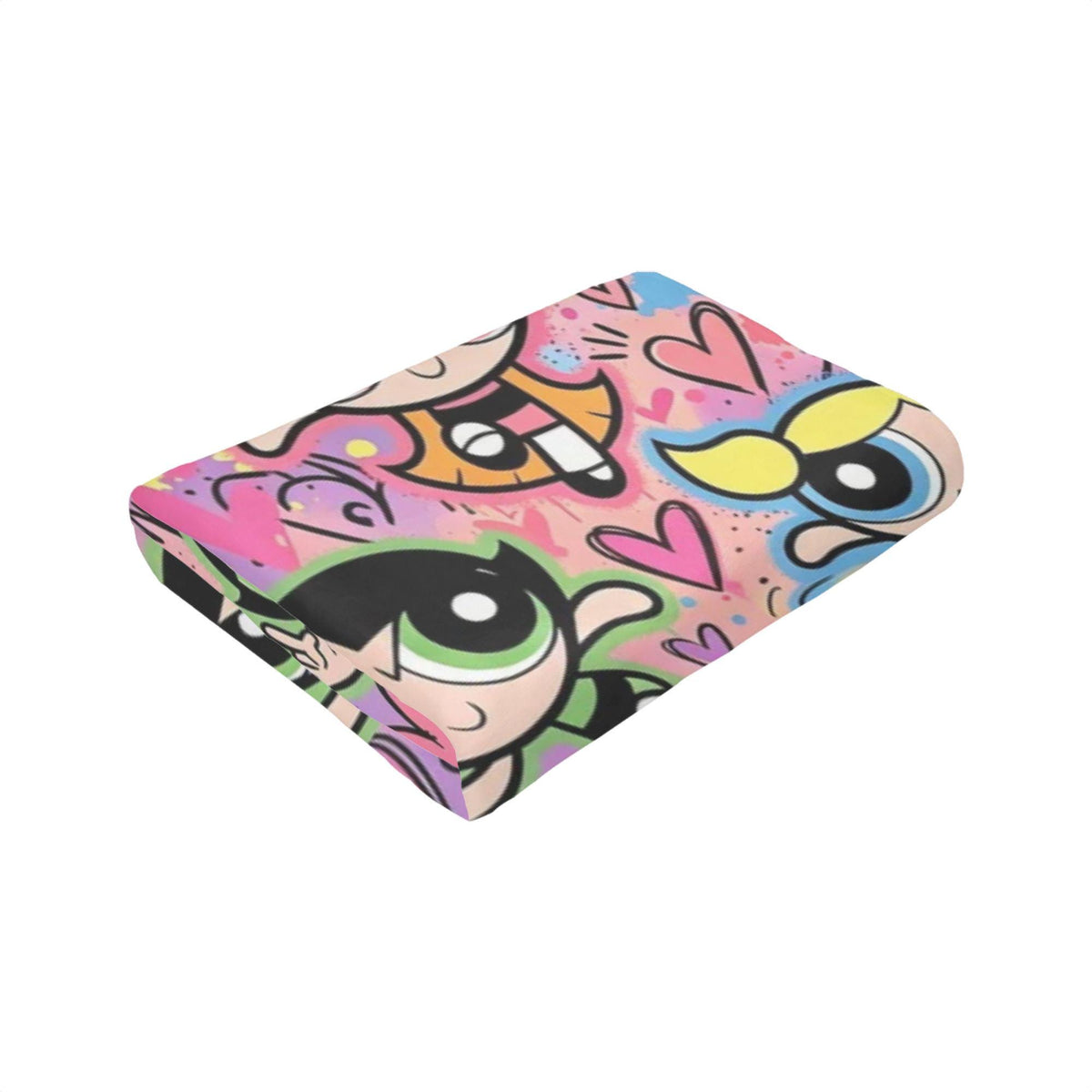 Personalized Powerpuff Girls Graffiti Blanket, Custom Name Pink Purple Hearts Throw, Street Art Blossom Bubbles Buttercup, Cool Girl Gift