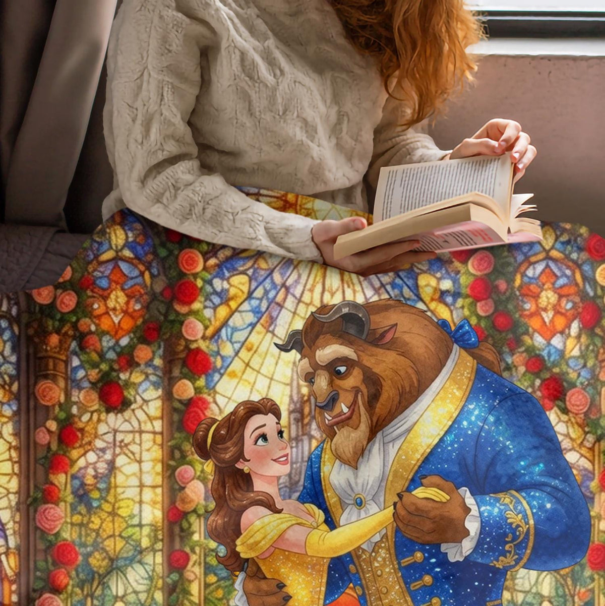 Custom Beauty and the Beast Blanket, Personalized Couple Anniversary Gift, Disney Wedding Blanket, Custom Name Belle Fleece Throw for Couple