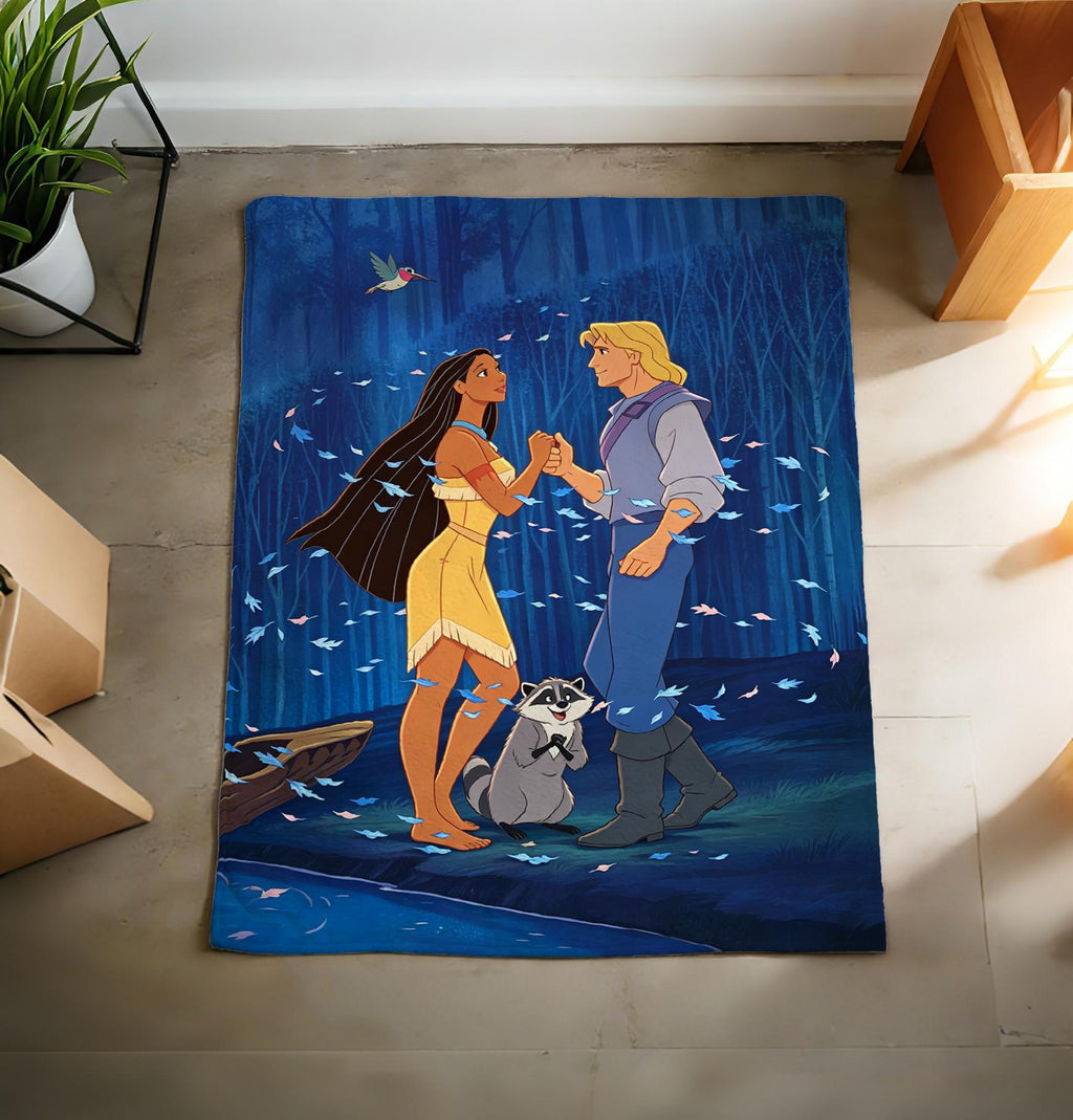 Pocahontas Princess Blanket, Disney Pocahontas Movie Blanket, Princess And Meeko Raccoon Blanket, Birthday Girl Gift Blanket