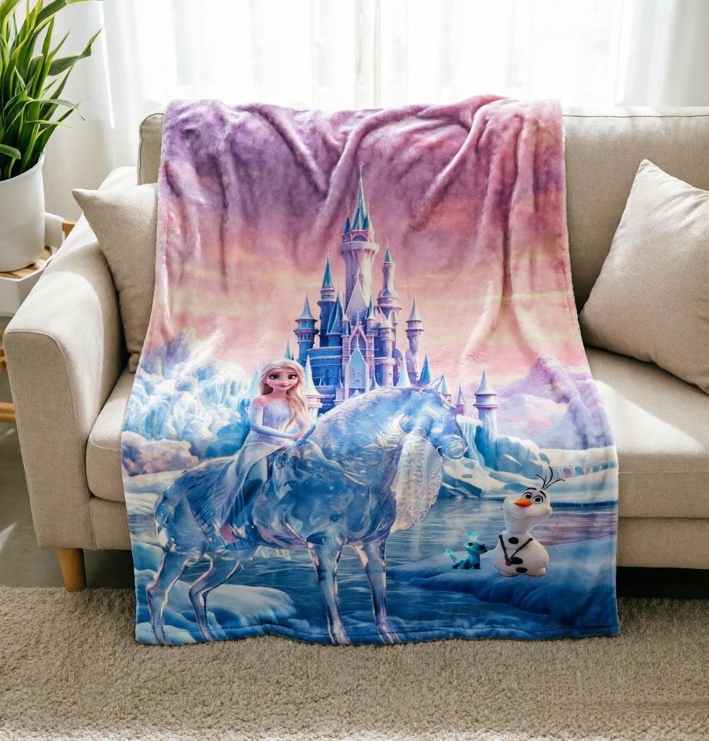 Elsa Blanket, Disney Frozen Ice Castle Blanket, Disney Snow Magic Throw Blanket, Disney Winter Princess Blanket