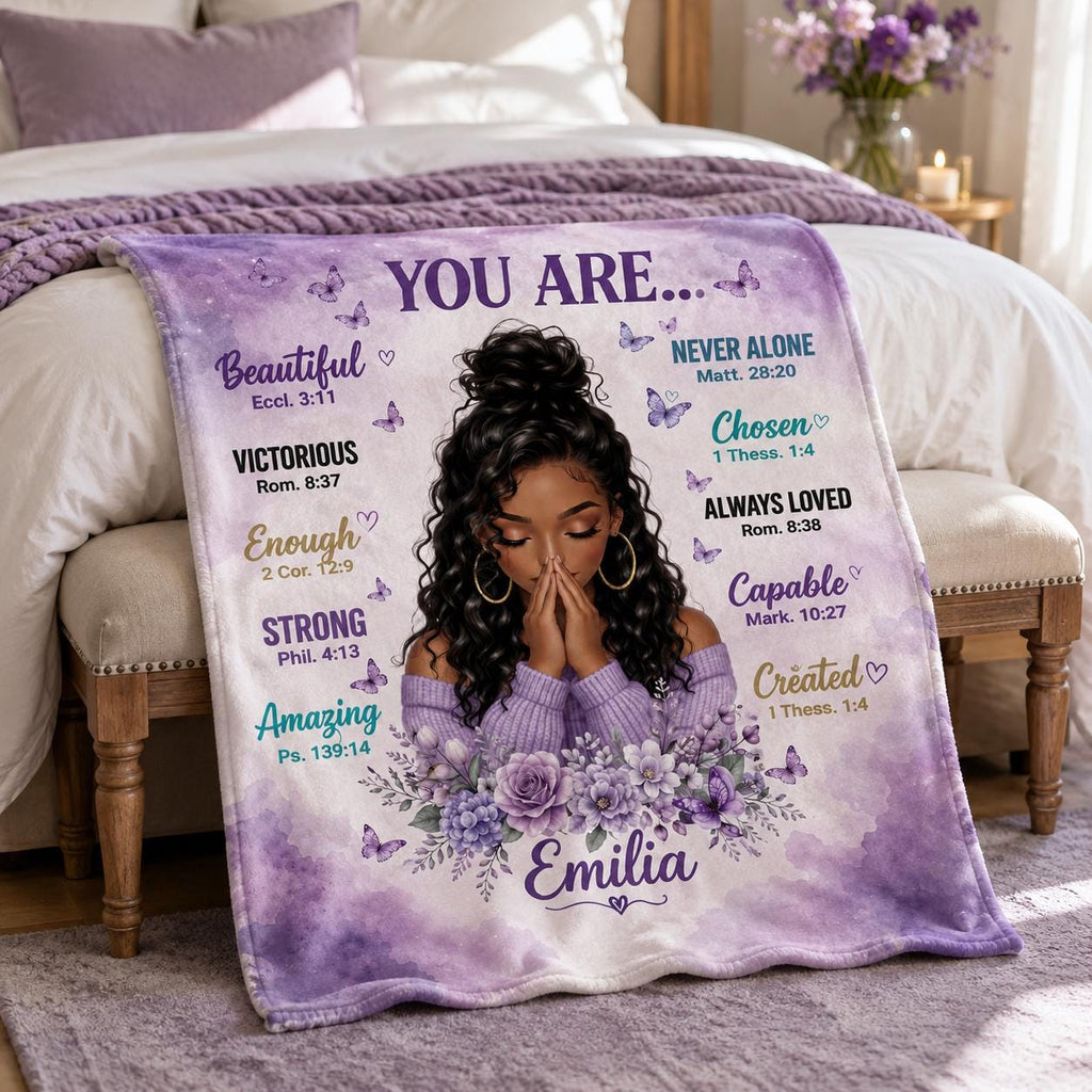 You Are...Blanket Inspirational, Birthday Gift for Women, Christian Blanket for Sister Friend Girl, Motivational Faith, Prayer Bible Verse