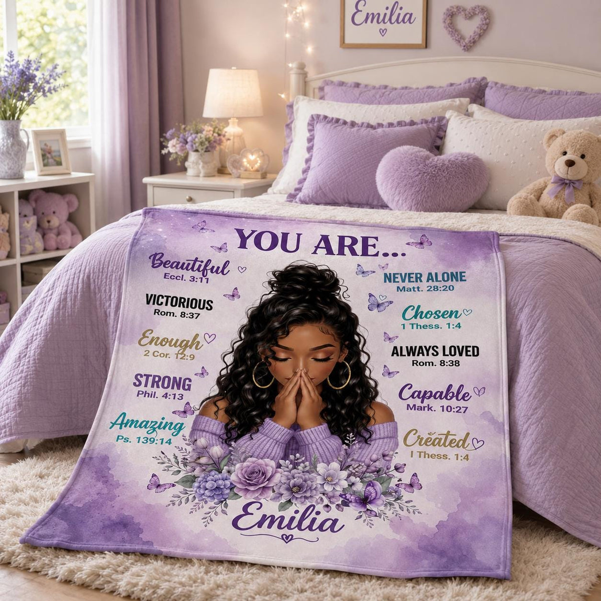 You Are...Blanket Inspirational, Birthday Gift for Women, Christian Blanket for Sister Friend Girl, Motivational Faith, Prayer Bible Verse